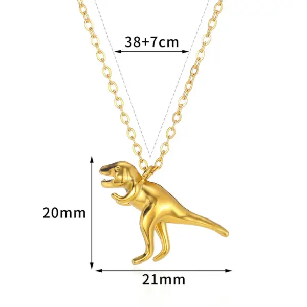 Wholesale 304 Stainless Steel Copper Dinosaur PVD Coated 18K Real Gold Plated IG Style Retro Plating Cable Chain Lobster Trigger Clasp Closure Pendant Necklace