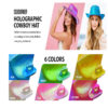 oly-0feda205b54a06363d26829f87efa9eb Wholesale Halloween Carnival Party Pink Fluorescent Colorful Cowboy Hat Composite Laser Hat Western Style Fantasy Cowboy Hat