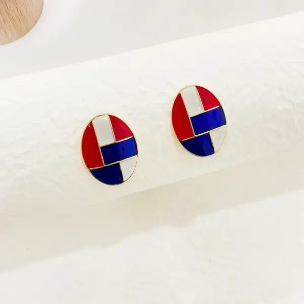 Wholesale American Flag Stud Earrings For Women In Red Enamel Alloy, Perfect For Daily Wear