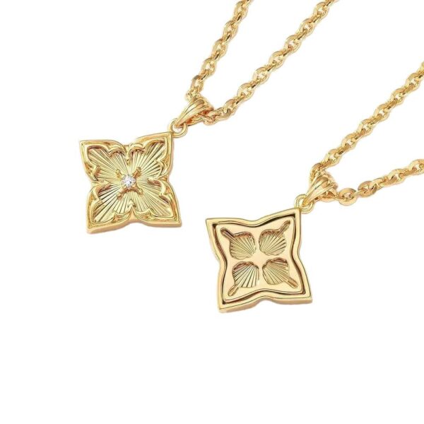 Wholesale Women's Accessible Luxury Lucky Clover Necklace 14K Gold-Plated Square Zircon Clavicle Chain Mother's Day Pendant
