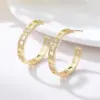 Wholesale C Shape Stud Earrings For Women In Copper With Zircon Inlay And 925 Sterling Silver Posts, New Style