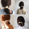 Wholesale Joker geometric metal brushed hair clip minimalist cold wind back head ponytail spring clip