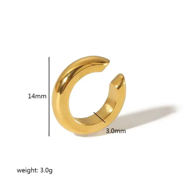 Wholesale PVD Coated Real Gold Plated C Shape Round 304 Stainless Steel Vintage Style Waterproof Non Tarnish Ear Cuffs