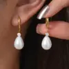Wholesale PVD Coated Real Gold Plated 18K Gold Round 201 Stainless Steel Baroque Style Shiny Waterproof Non Tarnish Drop Earrings