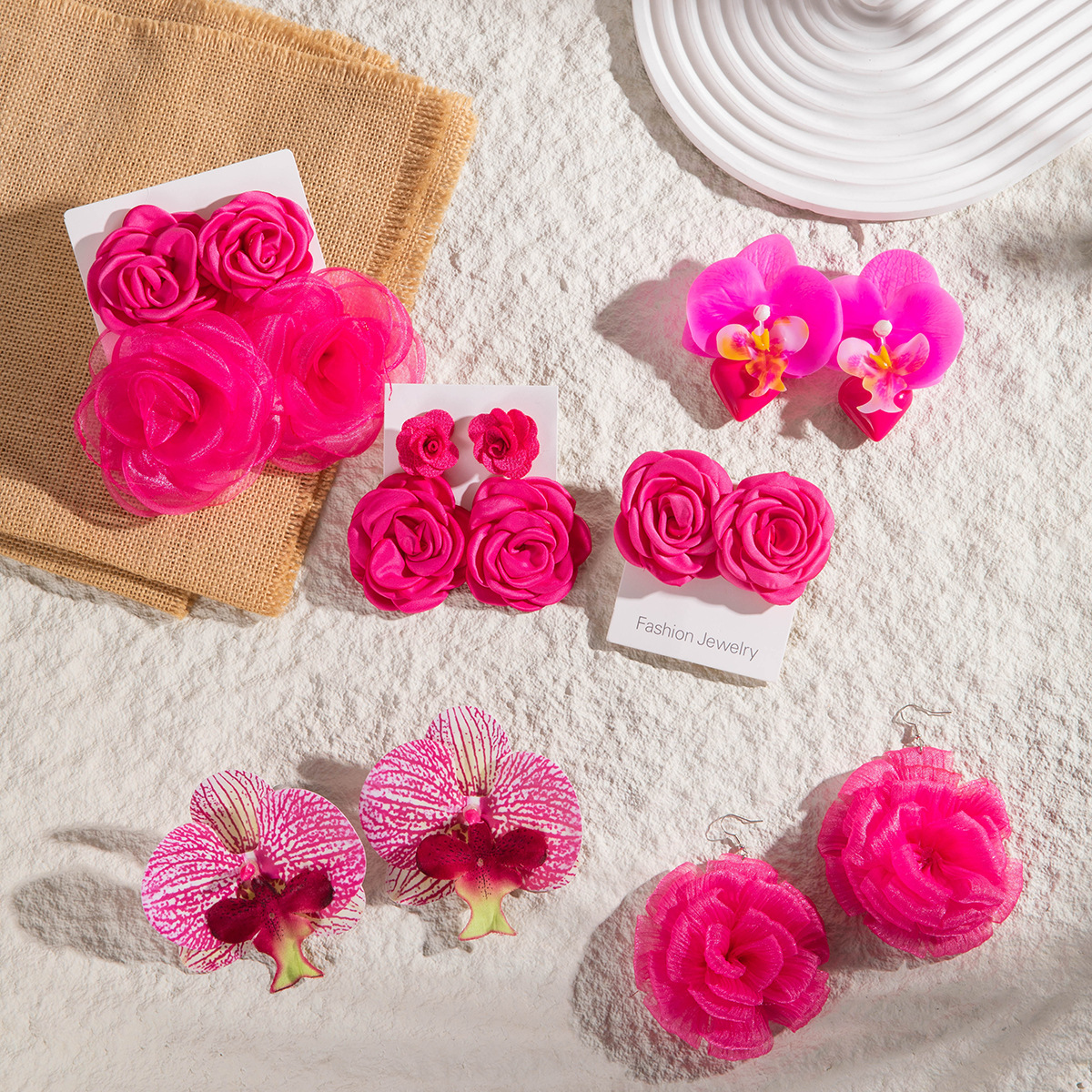 Wholesale European and American Cross-Border Jewelry Fashion Irregular Three-Dimensional Flower Design Earrings Exaggerated Colorful Enamel Petal Earr