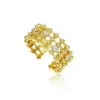 Wholesale Geometric Three-dimensional Open Ring For Unisex, 18K Real Gold Plated With Electroplating, Copper Base And Zircon Inlay