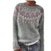 Wholesale sweater women's wish round neck color matching loose fashion pullover sweater