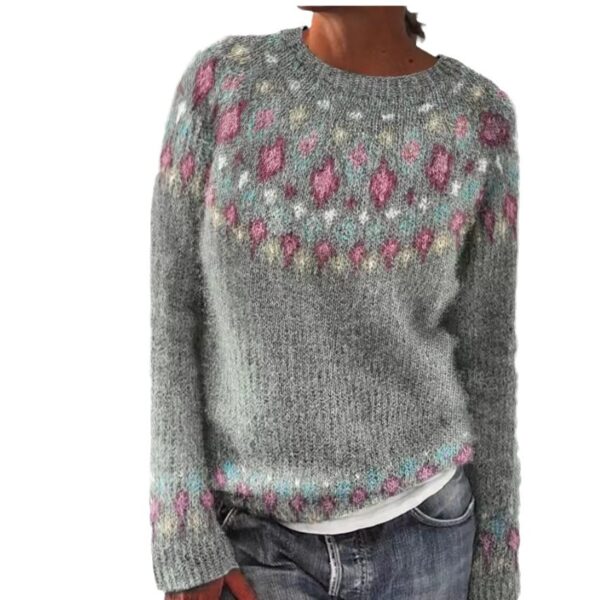 Wholesale sweater women's wish round neck color matching loose fashion pullover sweater