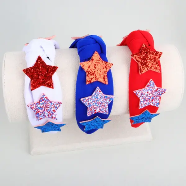oly-103d14c4342a9728e4d23e8646f0e321 Wholesale Sequin Big Star Headband Fabric Party Headband American Independence Day Bow Hair Accessory Simple Women's Suitable