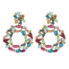 Wholesale 1 Pair Retro Flower Steel Needle Inlay Artificial Pearls Zircon Women's Earrings