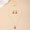 oly-105bcf5bb6667d2c80f4bea3db656d0f Wholesale 3 Piece Set Summer Sweet Cute Metal Exquisite Red Cherry Women Necklace Earrings Jewelry Suitable for Daily Gifts