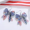 Wholesale Retro White Acrylic Bow Tie Print Drop Earrings For Women With 304 Stainless Steel Ear Pins