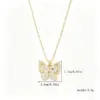 Wholesale Butterfly Necklace For Women With Claw Setting, 304 Stainless Steel, Golden Plated Water Plating, Zircon Inlay, Cable Chain