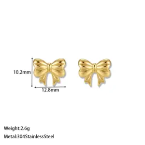 Solid Soft Gold Bowknot Earrings