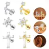 Wholesale Titanium Alloy Cross Stud Earrings Insert Piercing Bone Stud Earrings Zirconia Earrings Unisex Heart Pattern Electroplated Design