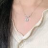 oly-10870aed0f7e743603124c2d9c6d717a Wholesale Square Diamond Zircon Necklace Women's Ins Simple Light Luxury Pendant Collarbone Chain Tanabata Valentine's Day Gift for Girlfriend