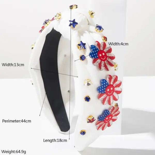 Wholesale American Flag Hair Band For Women In Red Cloth With Rhinestones, Perfect For Independence Day