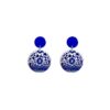 Wholesale style blue and white porcelain fragment earrings retro acrylic blue earrings elegant geometric earrings for women