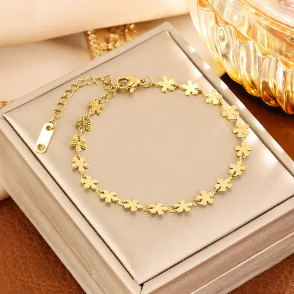 Wholesale Three-dimensional Flowers Bracelet For Women, 304 Stainless Steel With 18K Real Gold PVD Coated Plating, 0.08µm Minimum Thickness