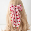 Wholesale  heart-shaped printed bow ribbon spring clip Valentine sweet hair clip creative hair accessories