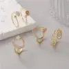 Wholesale Unisex Moon Open Ring In Copper With 14K Real Gold Electroplated Finish And Zircon Inlay