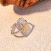 oly-10c1718e542f8b6eb25e2c02c6c3af57 Wholesale PVD Coated Real Gold Plated 18K Gold Argyle 304 Stainless Steel Casual Retro Waterproof Non Tarnish Open Rings
