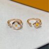 Wholesale Copper gold-plated adjustable natural white mother-of-pearl round monogram ring with pointed floral pattern