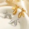 Wholesale Ion Plating (IP) 18K Gold Plated Leaf 304 Stainless Steel Simple Style Classic Style Waterproof Non Tarnish Ear Studs