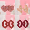 oly-10d926f9502847d40e9879f371ca5880 Wholesale Valentine's Day Blingbling Sequins Peach Heart Love Sexy Red Lips Earrings Leather Ear Jewelry