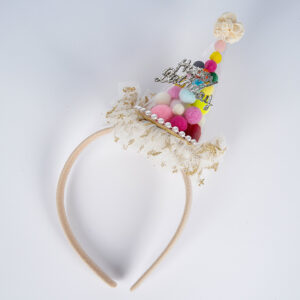 Candy fur ball headband-milk white