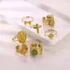 Wholesale PVD Coated Real Gold Plated Geometric Bow Knot 304 Stainless Steel Retro Waterproof Non Tarnish Rings