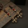 Wholesale Brass Cross Lotus Vajra Keychain Pendant Pendant Men's and Women's Bag Car Key Pendant Copper Craft