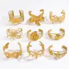 Wholesale 304 Stainless Steel Solid Color PVD Coated Natural Stone Titanium Steel 18K Gold Real Gold Plated Cute Modern Style Shiny Waterproof Non Tarnish Surgical Steel Bangle