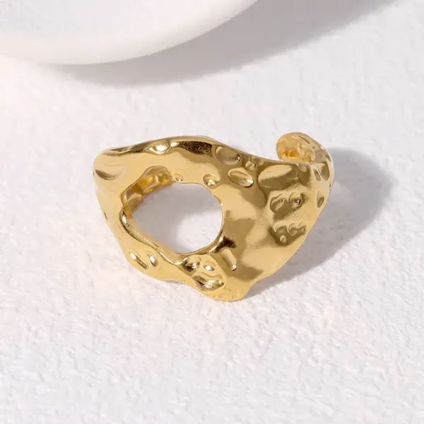 Wholesale PVD Coated Real Gold Plated 18K Gold Irregular 304 Stainless Steel Classic Style Cool Style IG Style Waterproof Non Tarnish Open Rings