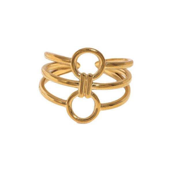 Wholesale Non-fading titanium steel ring, adjustable geometric pattern stainless steel ring