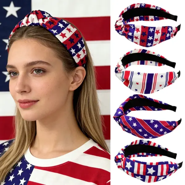 Wholesale American Flag Hair Band For Women In Cloth Material, Perfect For Independence Day And Spring Season