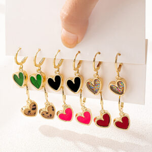 Wholesale 6 pieces/12 piece set fashion exquisite zinc alloy oil leopard love earrings suit valentine's day party