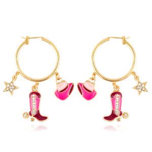 Wholesale Zhongyi jewelry cross-border hot women's pink alloy Western style hat boots pendant earrings Women's