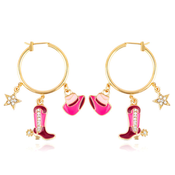 oly-10fb39326b7657fd65803403cb3ee764 Wholesale jewelry women’s pink alloy Western style hat boots pendant earrings Women’s