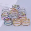 Wholesale PVD Coated Real Gold Plated 18K Gold Geometric 304 Stainless Steel Simple Style Waterproof Non Tarnish Open Rings