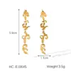 Wholesale 304 Stainless Steel Flame PVD Coated 18K Real Gold Plated Vintage Style IG Style Waterproof Non Tarnish Gold Drop Earrings