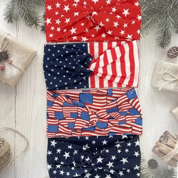 Wholesale American Flag Hair Band In Ethnic Style For Men, Made Of Polyester, Perfect For Independence Day Celebrations