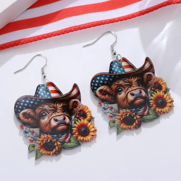 oly-110a2af0f2e9e2a3b3d16a6474c6c902 Wholesale Retro Multicolor Acrylic Cattle Print Drop Earrings For Women With 304 Stainless Steel Ear Pins