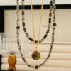 Wholesale Casual Commute Irregular Natural Stone Agate Copper Necklace In Bulk