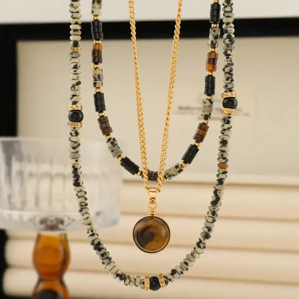 Wholesale Casual Commute Irregular Natural Stone Agate Copper Necklace In Bulk