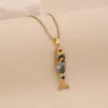 Wholesale Elegant Romantic Fish Pendant Necklace Stainless Steel 304 Vibrant 3D Moving Fish Personalized Jewelry For Women Lobster Clasp