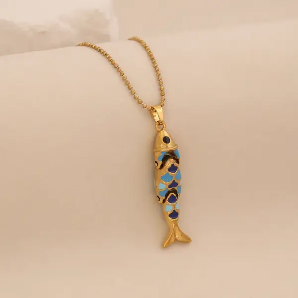 Wholesale Elegant Romantic Fish Pendant Necklace Stainless Steel 304 Vibrant 3D Moving Fish Personalized Jewelry For Women Lobster Clasp