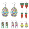 Wholesale Easter rabbit chicken striped egg carrot color hollow pendant earrings double-sided earrings