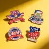 Wholesale Eagle Pin Made Of Zinc Alloy With Enamel Craft, Flag Brooches For Independence Day