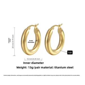 5.0 Ear Clip Style Gold 20MM